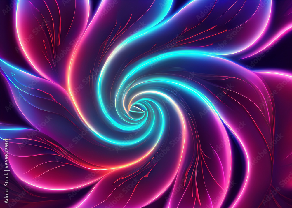 Wall mural abstract futuristic flower background in bright vivid colours created with generative ai technology