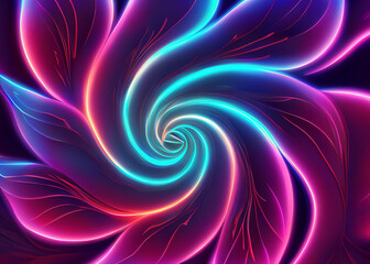 Fototapeta premium abstract futuristic flower background in bright vivid colours created with generative ai technology