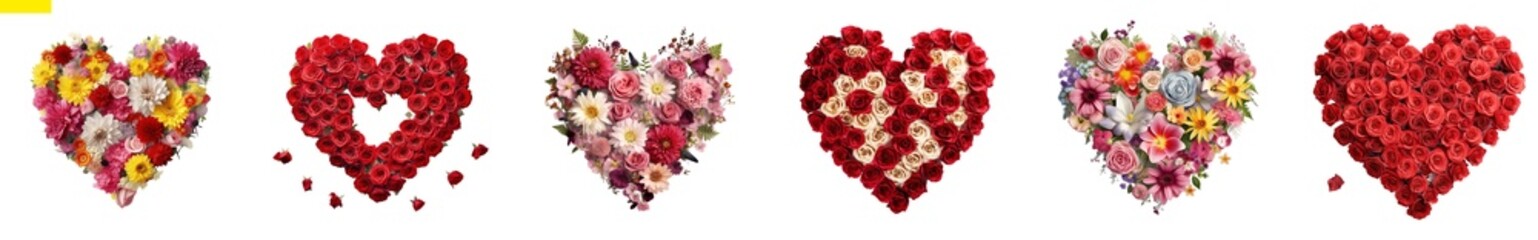Flower heart, isolated heart made of roses, st valentine's day clipart - obrazy, fototapety, plakaty