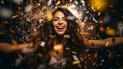 Beautiful woman who is celebrating the new year on a party