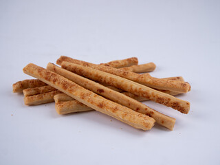 Cheese Sprinkle Stick Cookies are neatly presented and isolated against a white background.