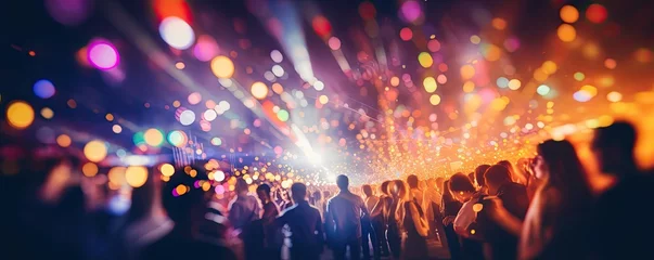 Gordijnen blurred shining background people at party © krissikunterbunt