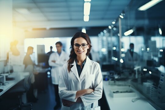 portrait of a Beautiful scientist looking at the camera 