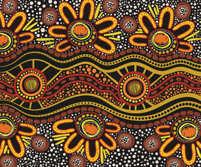 A vector background with dot design in Aboriginal style