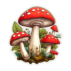 stickers with mushrooms isolated on transparent background Remove png, Clipping Path