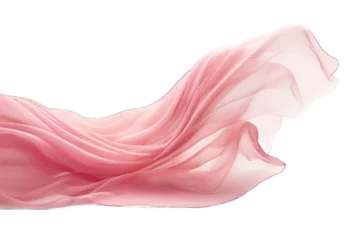 Poster Silk scarf flying in the wind. Waving pink satin cloth isolated on transparent background  © Neda Asyasi