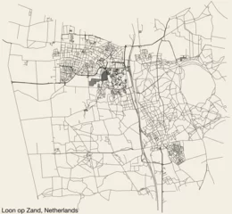 Fototapeten Detailed hand-drawn navigational urban street roads map of the Dutch city of LOON OP ZAND, NETHERLANDS with solid road lines and name tag on vintage background © Sanja