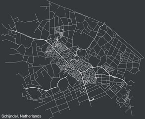 Detailed hand-drawn navigational urban street roads map of the Dutch city of SCHIJNDEL, NETHERLANDS with solid road lines and name tag on vintage background
