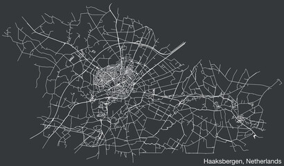 Detailed hand-drawn navigational urban street roads map of the Dutch city of HAAKSBERGEN, NETHERLANDS with solid road lines and name tag on vintage background