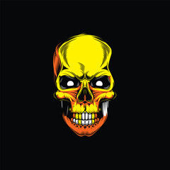 Original vector illustration in retro style skull head with eyes. T-shirt design, design element.