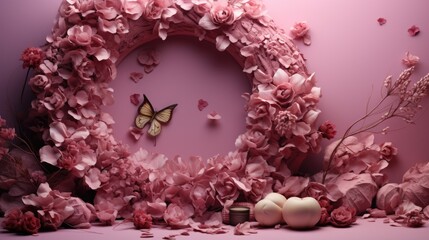 Abstract Valentine's day background Concept with flowers (Copy Space)