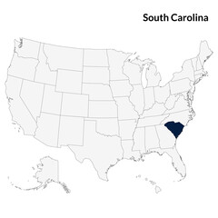 Map of South Carolina. South Carolina map. USA map