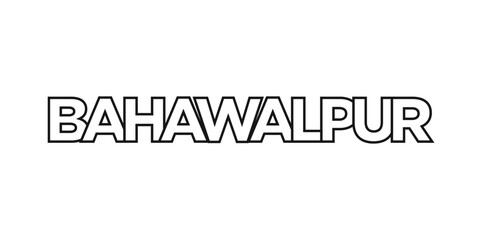 Bahawalpur in the Pakistan emblem. The design features a geometric style, vector illustration with bold typography in a modern font. The graphic slogan lettering.