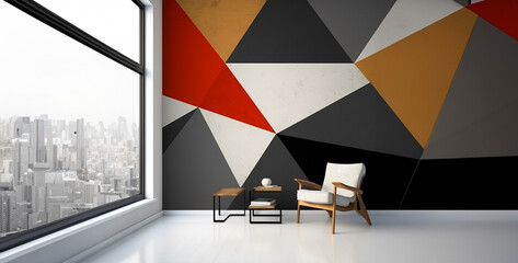 interior design wallpaper Colours mostly black and little. Generative Ai content