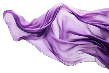 Silk scarf flying in the wind. Waving purple satin cloth isolated on transparent background - obrazy, fototapety, plakaty
