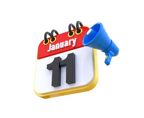 11th Month January Calendar 3d