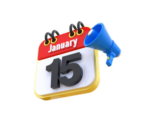 15th Month January Calendar 3d