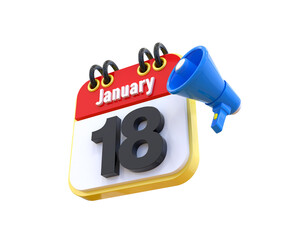 18th Month January Calendar 3d