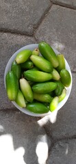 Harvest pile Averrhoa bilimbi or Bilimbi fruits or Belimbing wuluh or belimbing sayur plants. In indonesia use as ingredient cooking