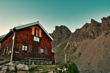 Mountain hut blue hour
