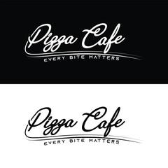 Pizza cafe Business signature logo design