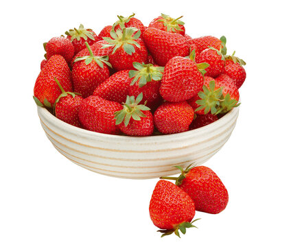 tigela com morangos vermelhos frescos isolado em fundo transparente - morango maduro