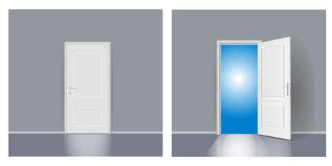 The interior of an empty room with a door. Vector image.
Free space for copying, 3d.