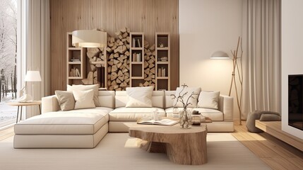 design modern simple log style living room