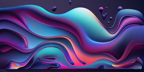 Abstract 3D neon wavy curved lines background. Modern gradient illustration, minimal design. Futuristic artwork, digital drawing for interior design, fashion textile fabric, wallpaper - obrazy, fototapety, plakaty