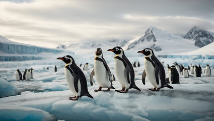 Obraz premium penguins in polar regions
