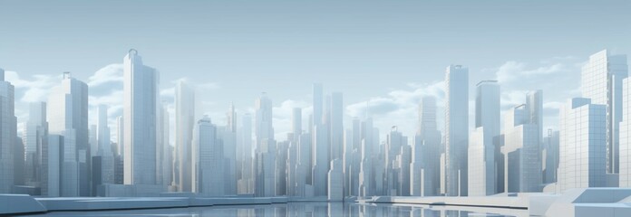 Fototapeta na wymiar A cityscape of white skyscrapers, a modern urban background in 3D rendering