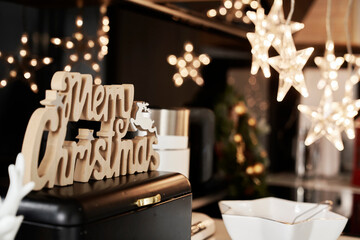 Domestic kitchen decorated with Christas decorations