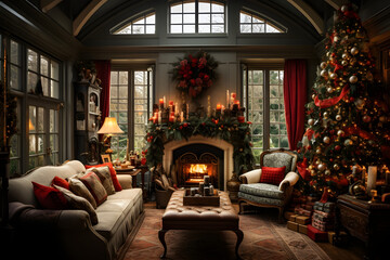 a living room filled with furniture and a fire place