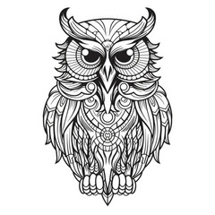 Obraz premium a drawing of a owl in black and white. Tattoo idea for a bird, wildlife, hipster theme.