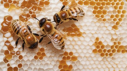 bees on honeycomb - Generative AI
