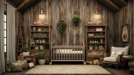 an old barn into a rustic baby boy's nursery with reclaimed wood accents