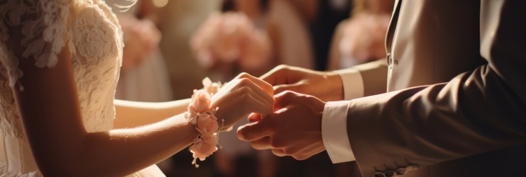 The close-up exchange of meaningful wedding vows - Powered by Adobe