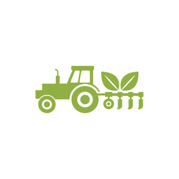 Green tractor logo icon isolated on transparent background