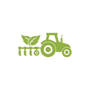 Green tractor logo icon isolated on transparent background