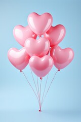 Heart-shaped balloons showcased on a simple, bright background