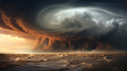 Fototapeta premium Wave and storm dark sky.