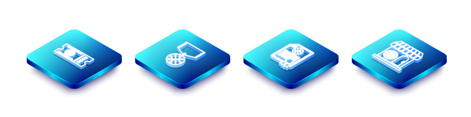 Set Isometric line Basketball game ticket, medal, Certificate basketball award and Sports shop and icon. Vector