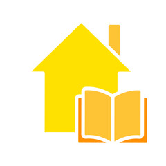 House with open book line icon. Stay at home, self-isolation, free time, safety, building. Vector color icon on a white background for business and advertising.