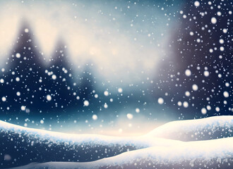 A cold night with falling snow background.
