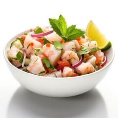 Ceviche on a white background. 