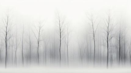 Fototapeta na wymiar a black and white photo of trees in a foggy forest. generative ai