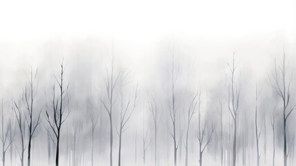  a painting of trees in the snow with a white background.  generative ai