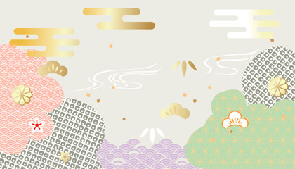 Obraz premium 新年 年賀素材 背景イラスト