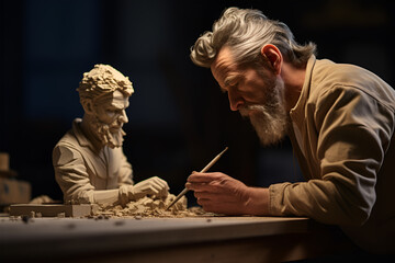 Lifestyle Shot of a Person Engaged in Sculpting, Generative AI