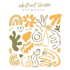 Obraz premium Hand drawn abstract natural shapes collection with bohemian color.